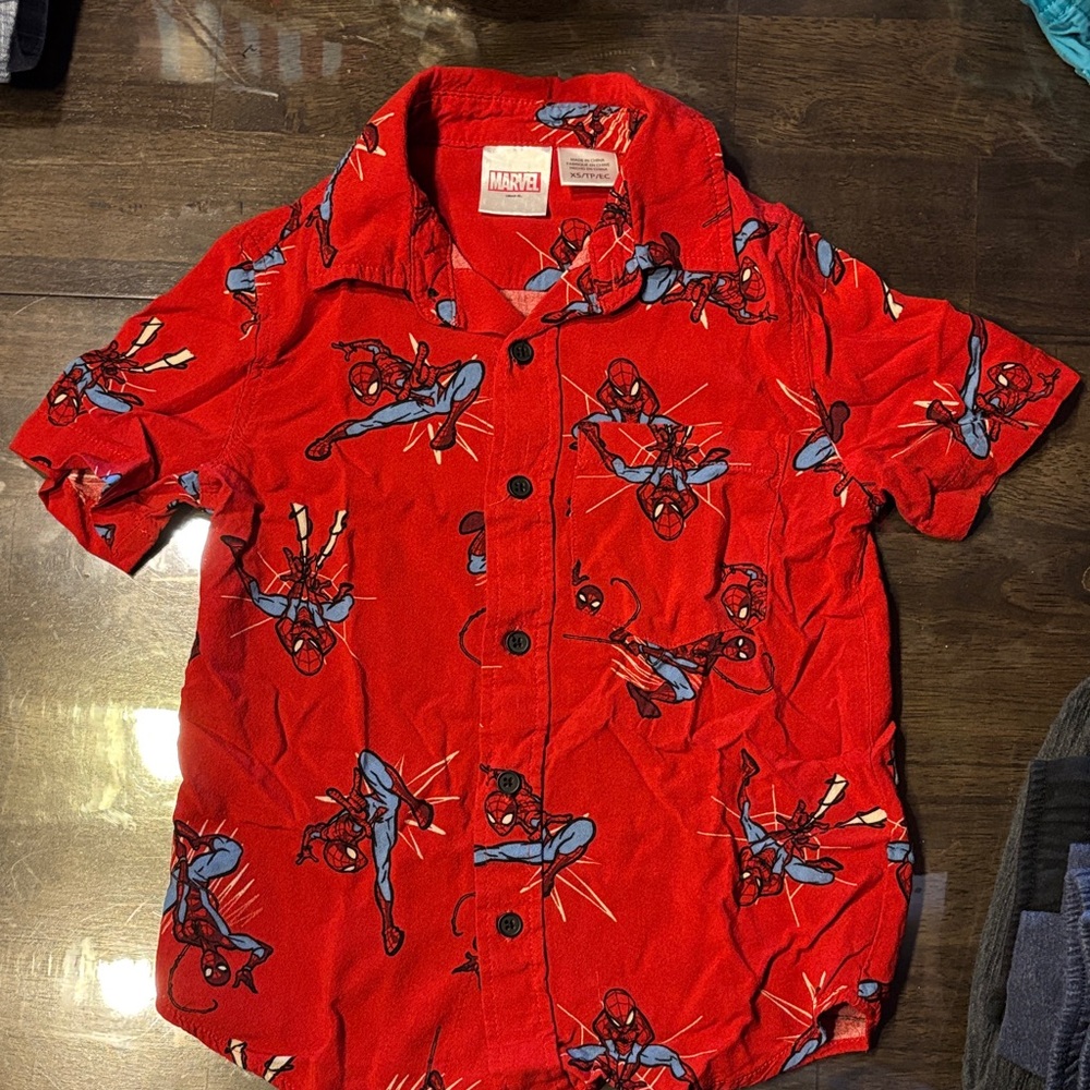 Marvel Boys Red Spider-Man Button Shirt